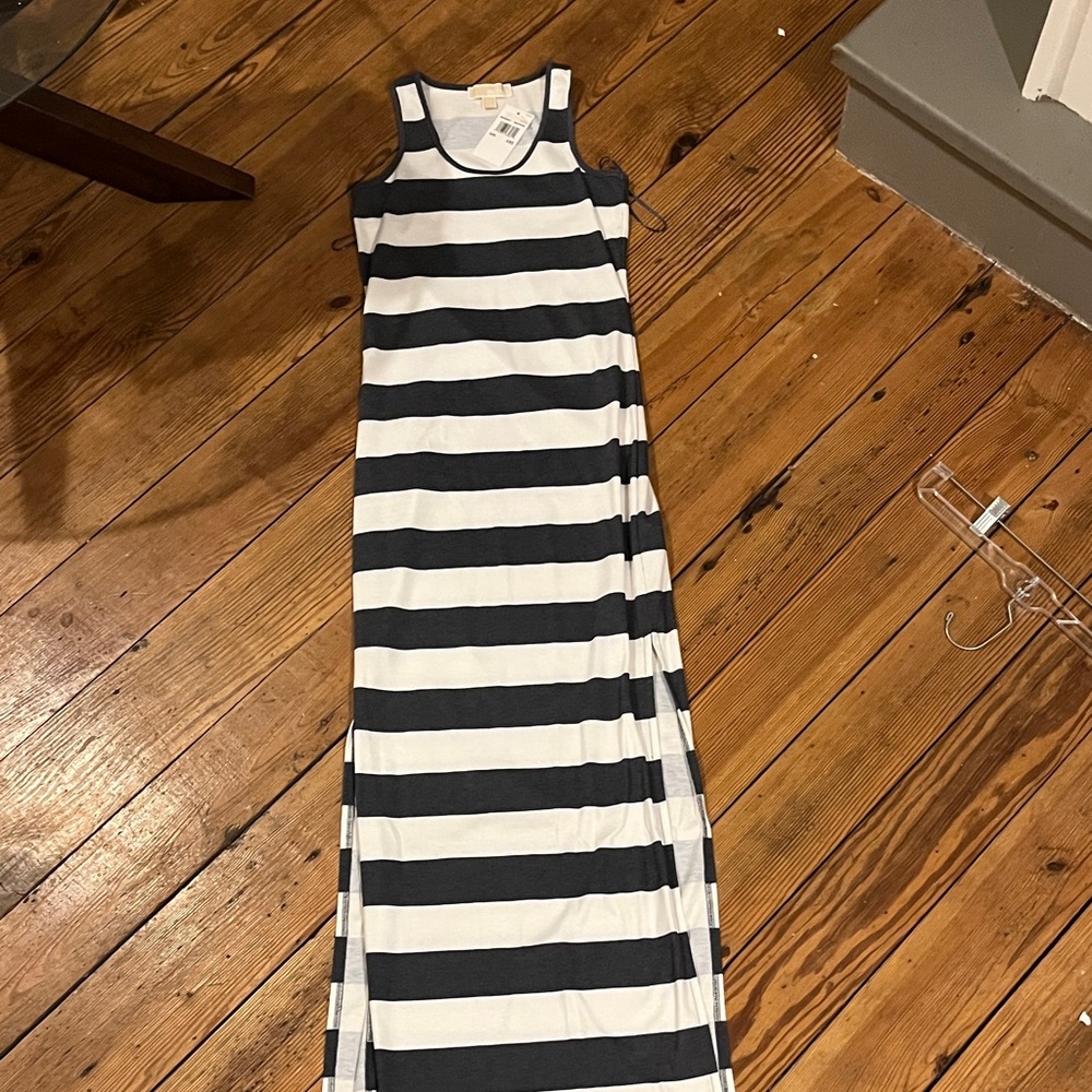 MICHAEL Michael Kors Blue  and White Striped Maxi Dress XXS